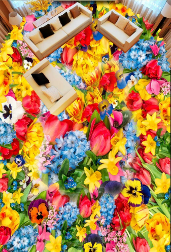 3D Colored Flowers 154 Floor Mural Wallpaper AJ Wallpaper 2 
