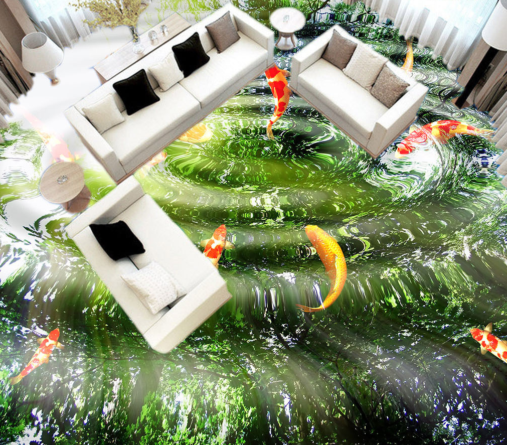 3D Clear Water Koi 567 Floor Mural  Wallpaper Murals Rug & Mat Print Epoxy waterproof bath floor