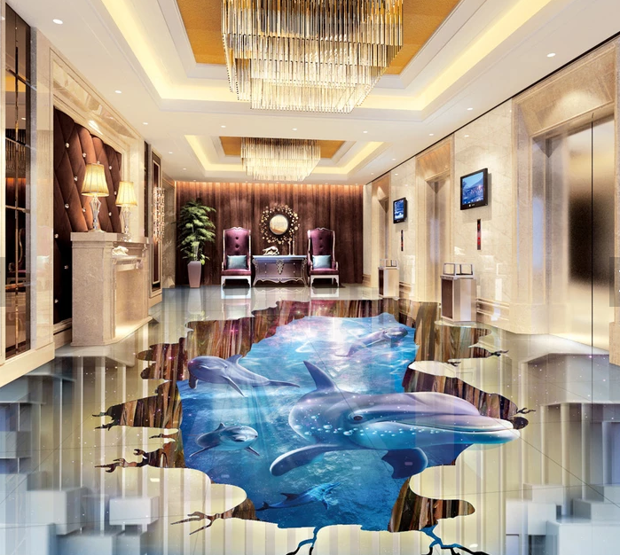 3D Deep Sea Dolphin 542 Floor Mural  Wallpaper Murals Rug & Mat Print Epoxy waterproof bath floor