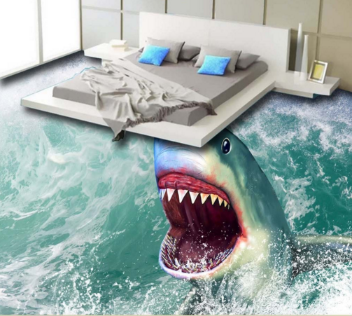3D Ferocious Shark 335 Floor Mural  Wallpaper Murals Rug & Mat Print Epoxy waterproof bath floor