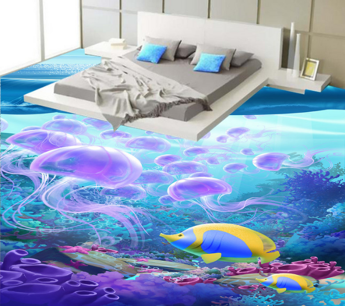 3D Purple Jellyfish 255 Floor Mural Wallpaper AJ Wallpaper 2 