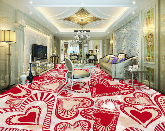 3D Red Love Heart 242 Floor Mural Wallpaper AJ Wallpaper 2 