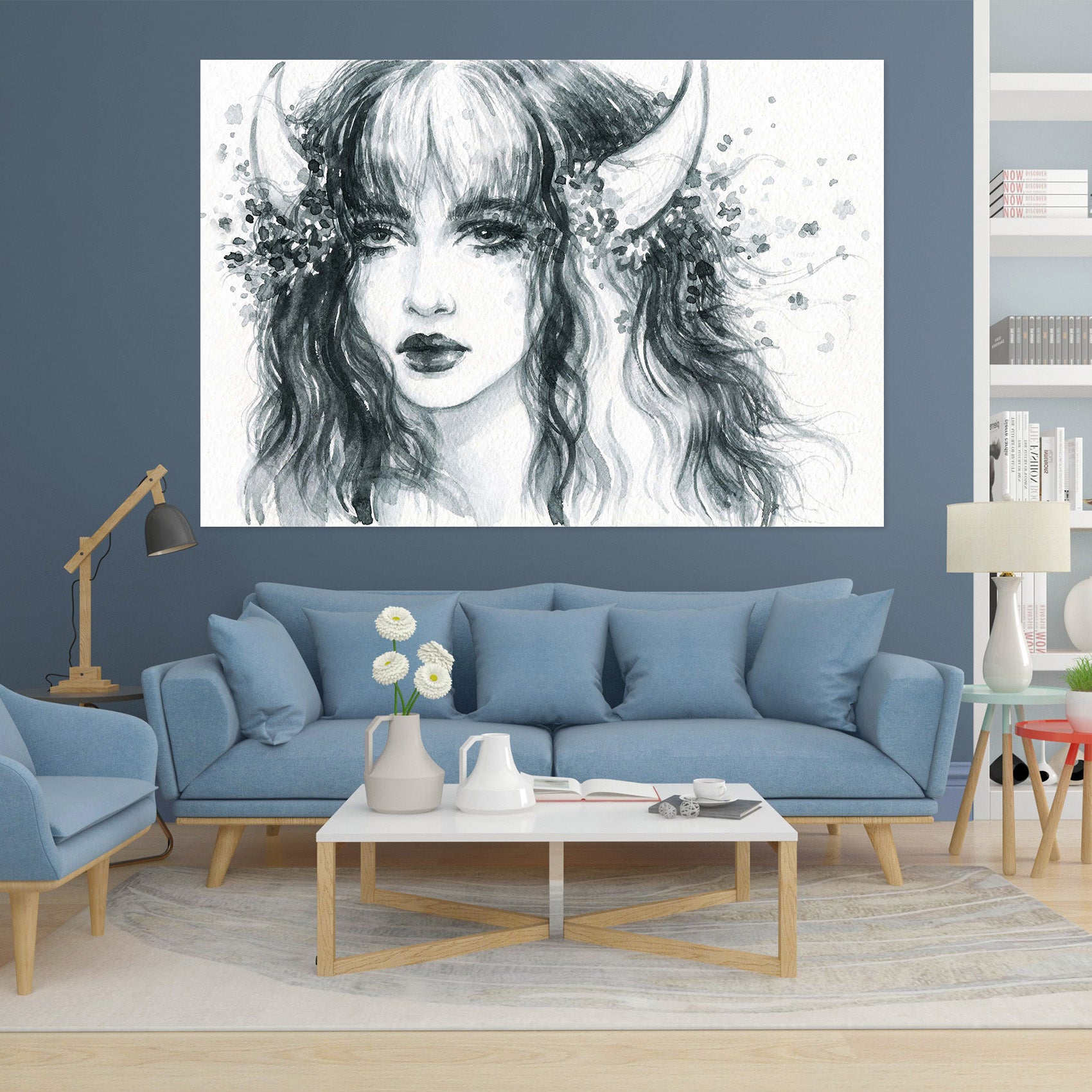 3D Horns Woman 1056 Wall Sticker