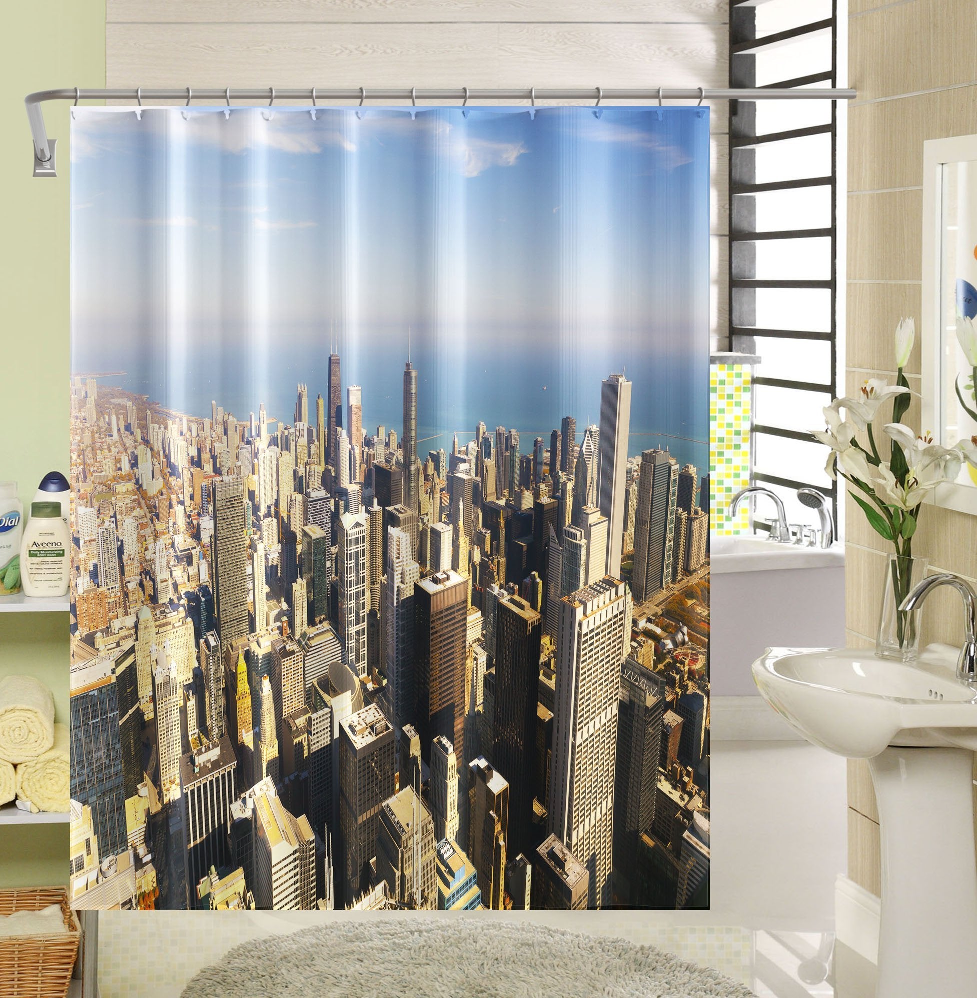 3D High-Rise Building 037 Shower Curtain 3D Shower Curtain AJ Creativity Home 