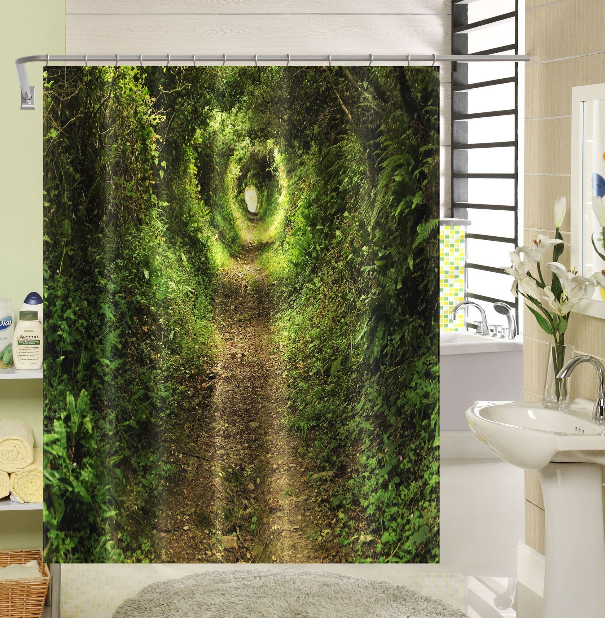 3D Forest Trail 010 Shower Curtain 3D Shower Curtain AJ Creativity Home 