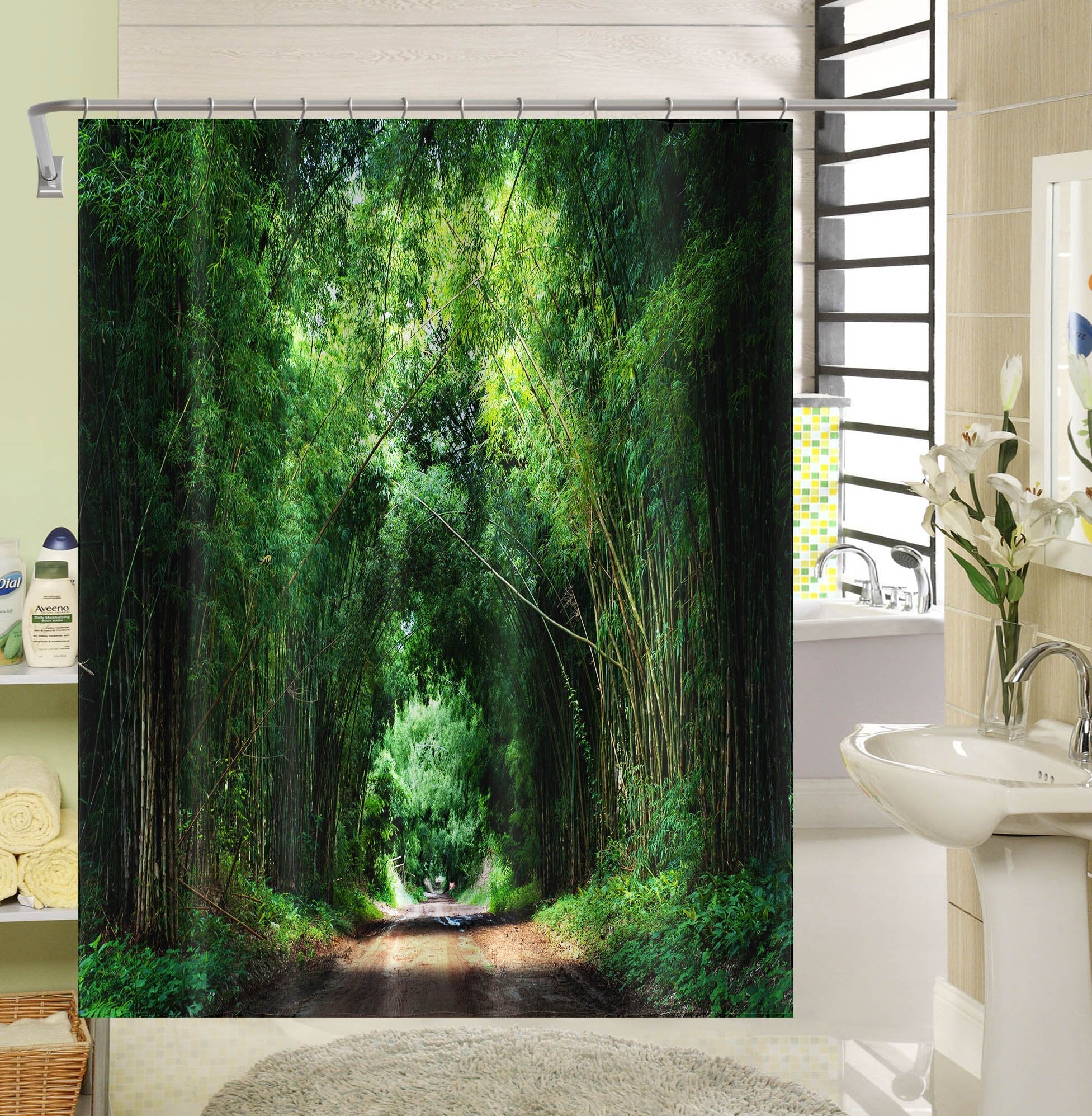3D Deep Forest 025 Shower Curtain 3D Shower Curtain AJ Creativity Home 