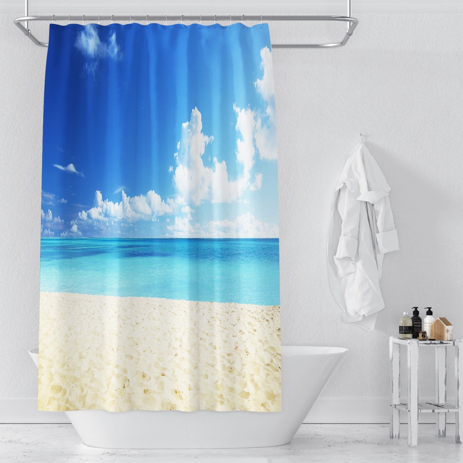 3D Beach Sea 021 Shower Curtain 3D Shower Curtain AJ Creativity Home 