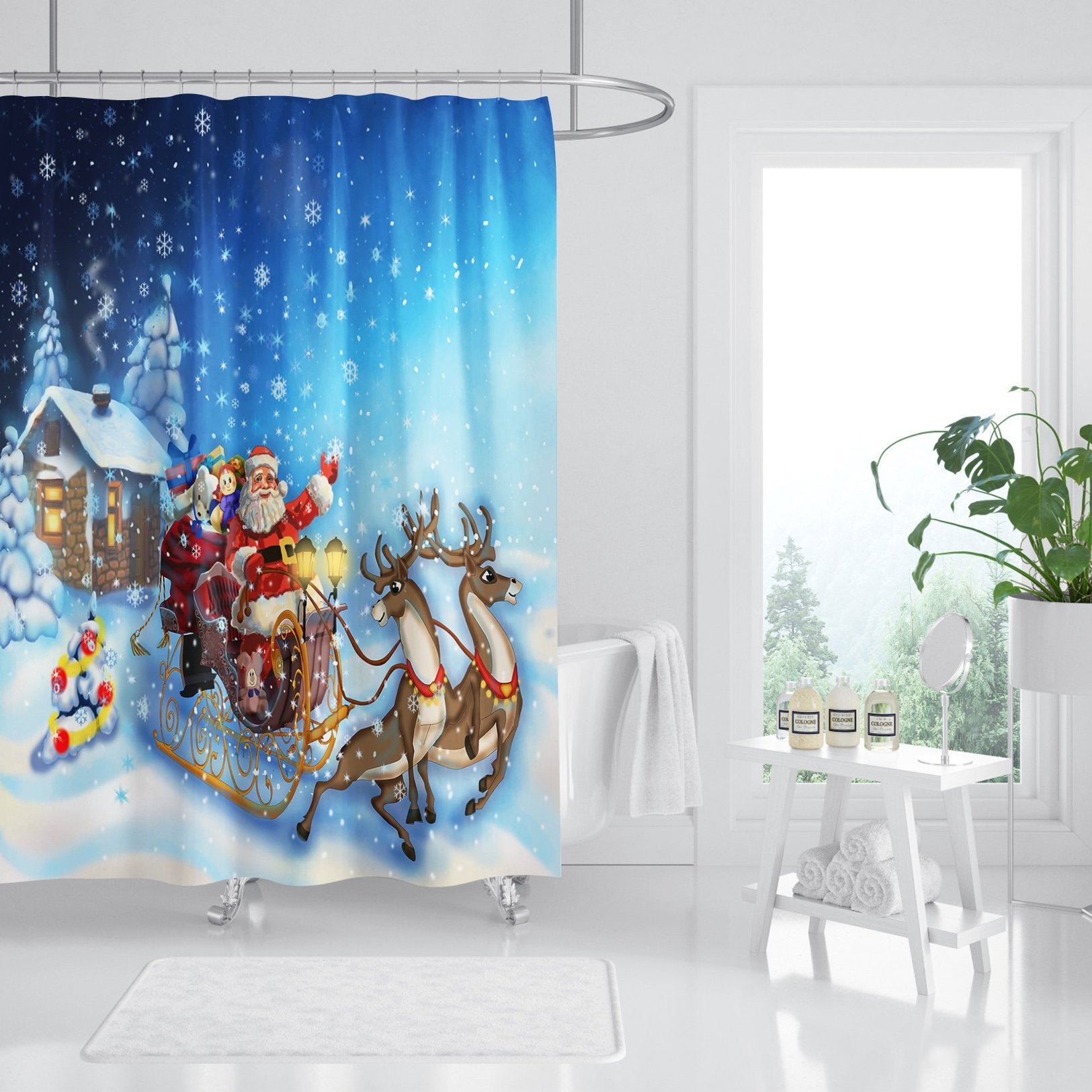 3D Christmas Sleigh 137 Shower Curtain 3D Shower Curtain AJ Creativity Home 