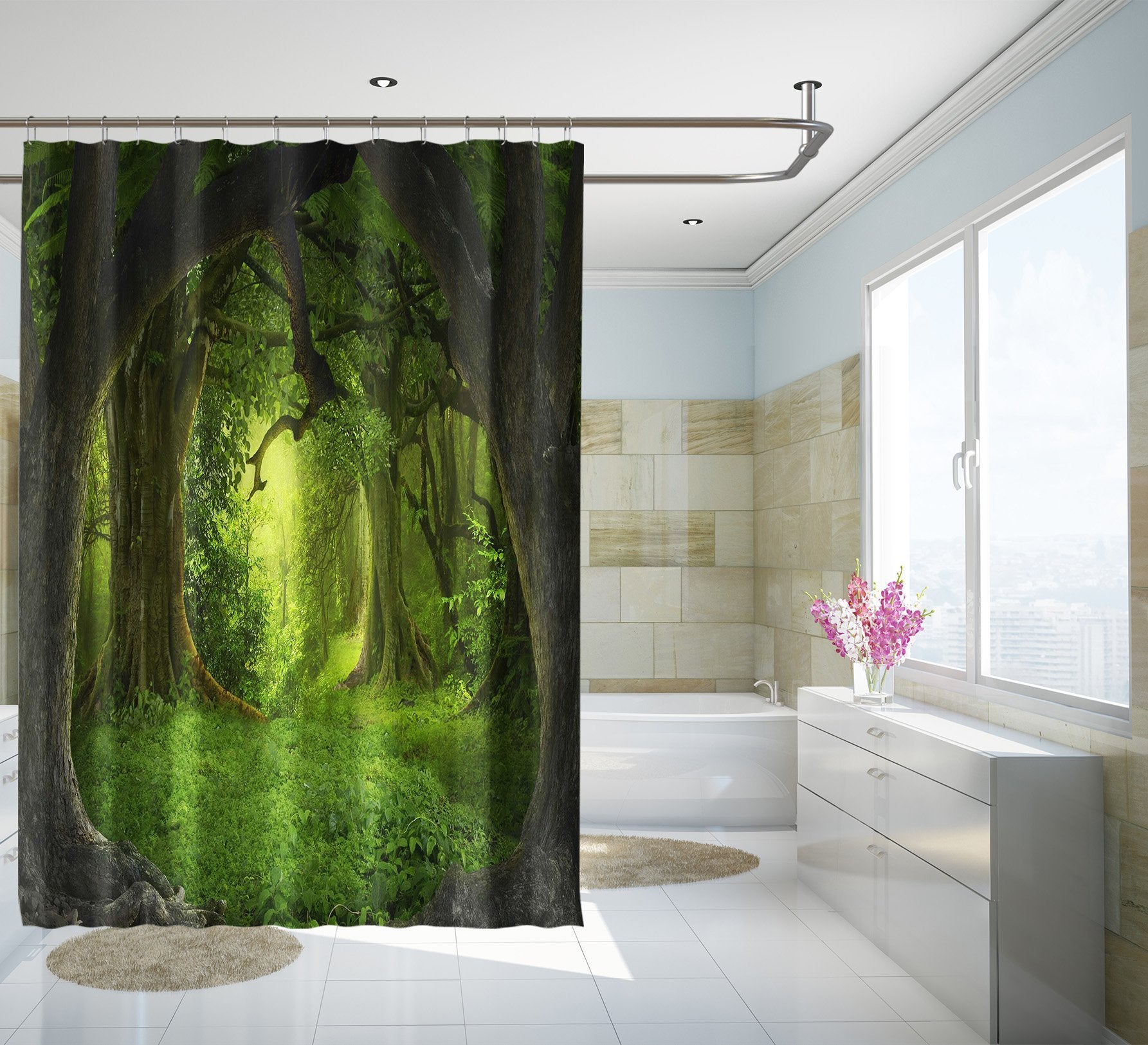 3D Deep Forest Lawn 113 Shower Curtain 3D Shower Curtain AJ Creativity Home 