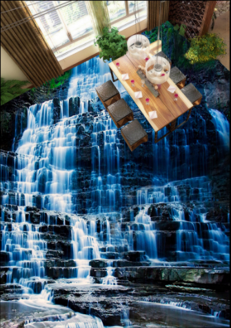 3D Cliff Falls 364 Floor Mural Wallpaper AJ Wallpaper 2 