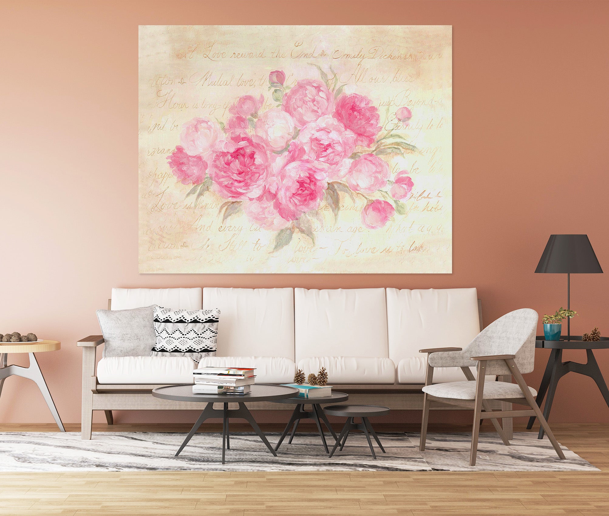 3D Pink Rose 026 Debi Coules Wall Sticker
