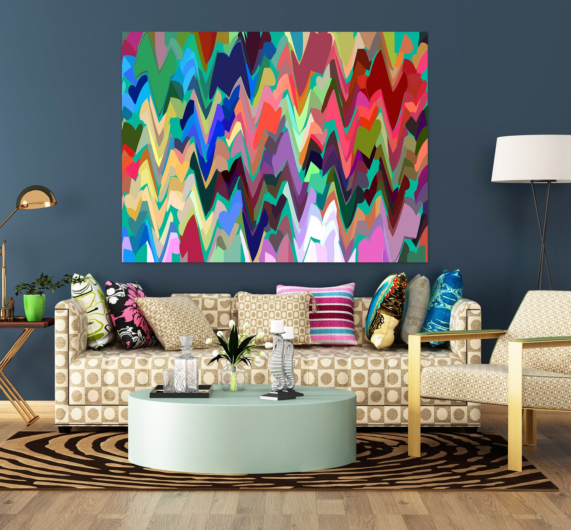 3D Colored Wavy 71124 Shandra Smith Wall Sticker