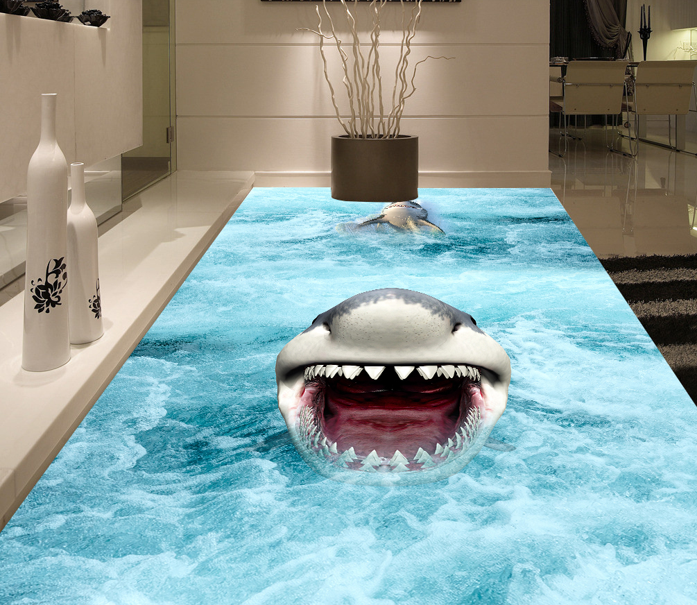 3D Open Mouth Shark 571 Floor Mural  Wallpaper Murals Rug & Mat Print Epoxy waterproof bath floor