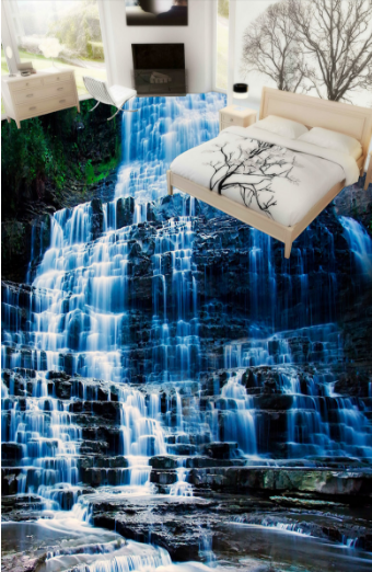 3D Cliff Falls 364 Floor Mural Wallpaper AJ Wallpaper 2 