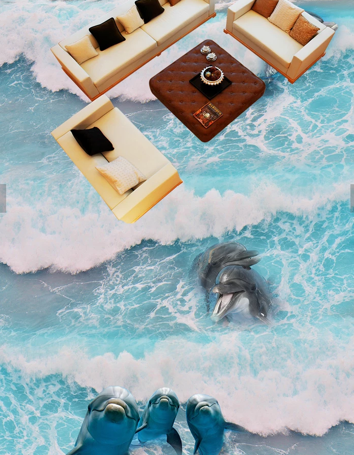 3D Clear Dolphin 568 Floor Mural  Wallpaper Murals Rug & Mat Print Epoxy waterproof bath floor