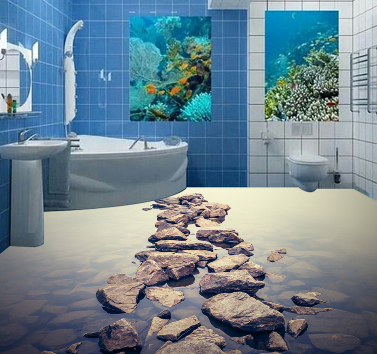3D Riverbank Stones 326 Floor Mural  Wallpaper Murals Rug & Mat Print Epoxy waterproof bath floor