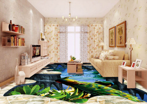 3D Valley Peacock 315 Floor Mural  Wallpaper Murals Rug & Mat Print Epoxy waterproof bath floor