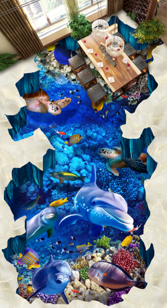3D Underwater World 355 Floor Mural  Wallpaper Murals Rug & Mat Print Epoxy waterproof bath floor