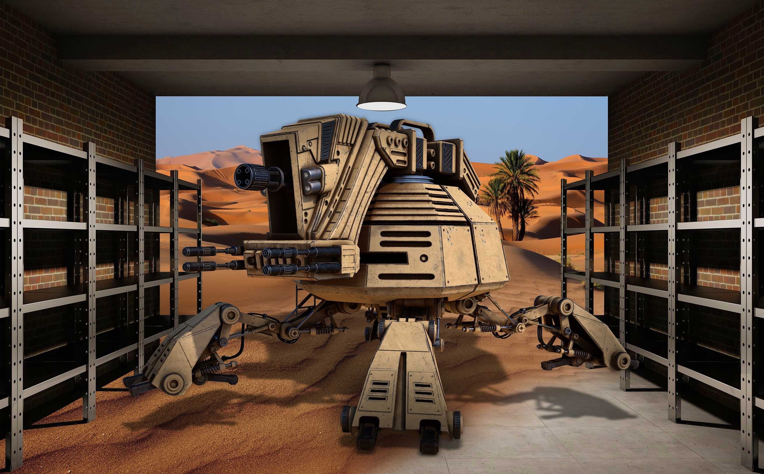 3D Desert Robot 414 Garage Door Mural Wallpaper AJ Wallpaper 
