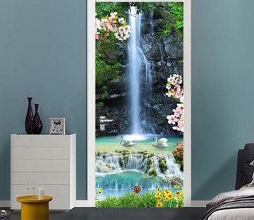 3D clear waterfall landscape door mural Wallpaper AJ Wallpaper 