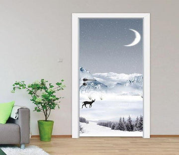 3D the moon in the snow door mural Wallpaper AJ Wallpaper 
