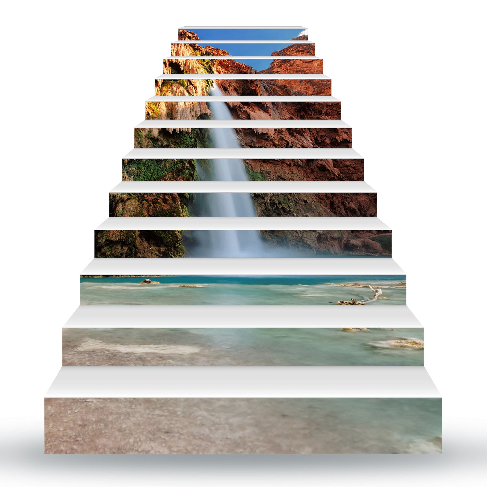3D Cliff Waterfall 156 Stair Risers