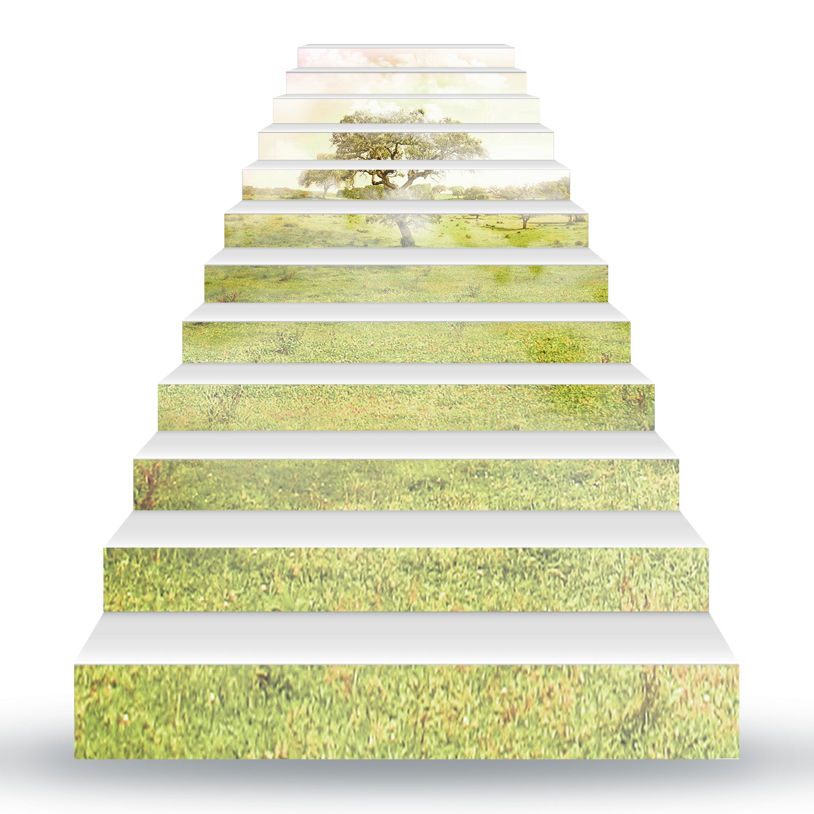 3D Green Misty Tree 136 Stair Risers