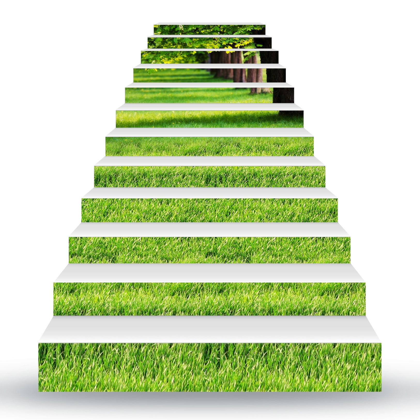 3D Clean Green Lawn 167 Stair Risers