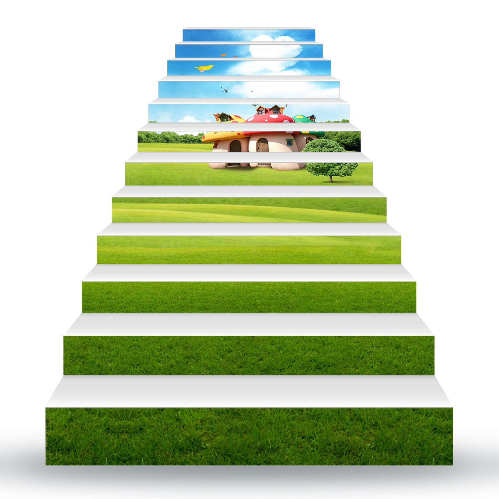 3D Prairie Childlike Mushroom House 175 Stair Risers