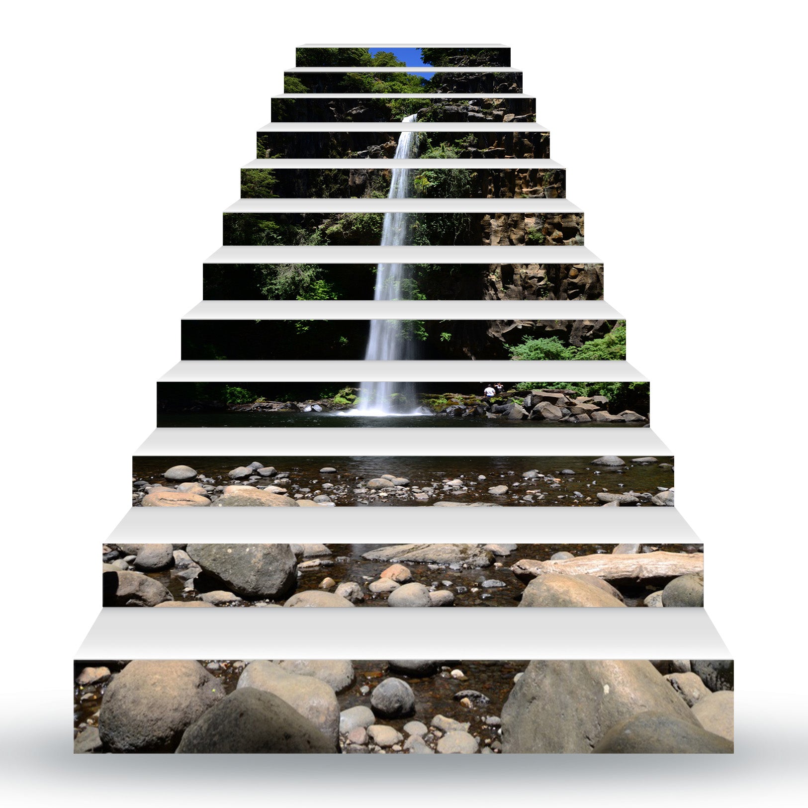 3D Straight And Spectacular Waterfall 129 Stair Risers
