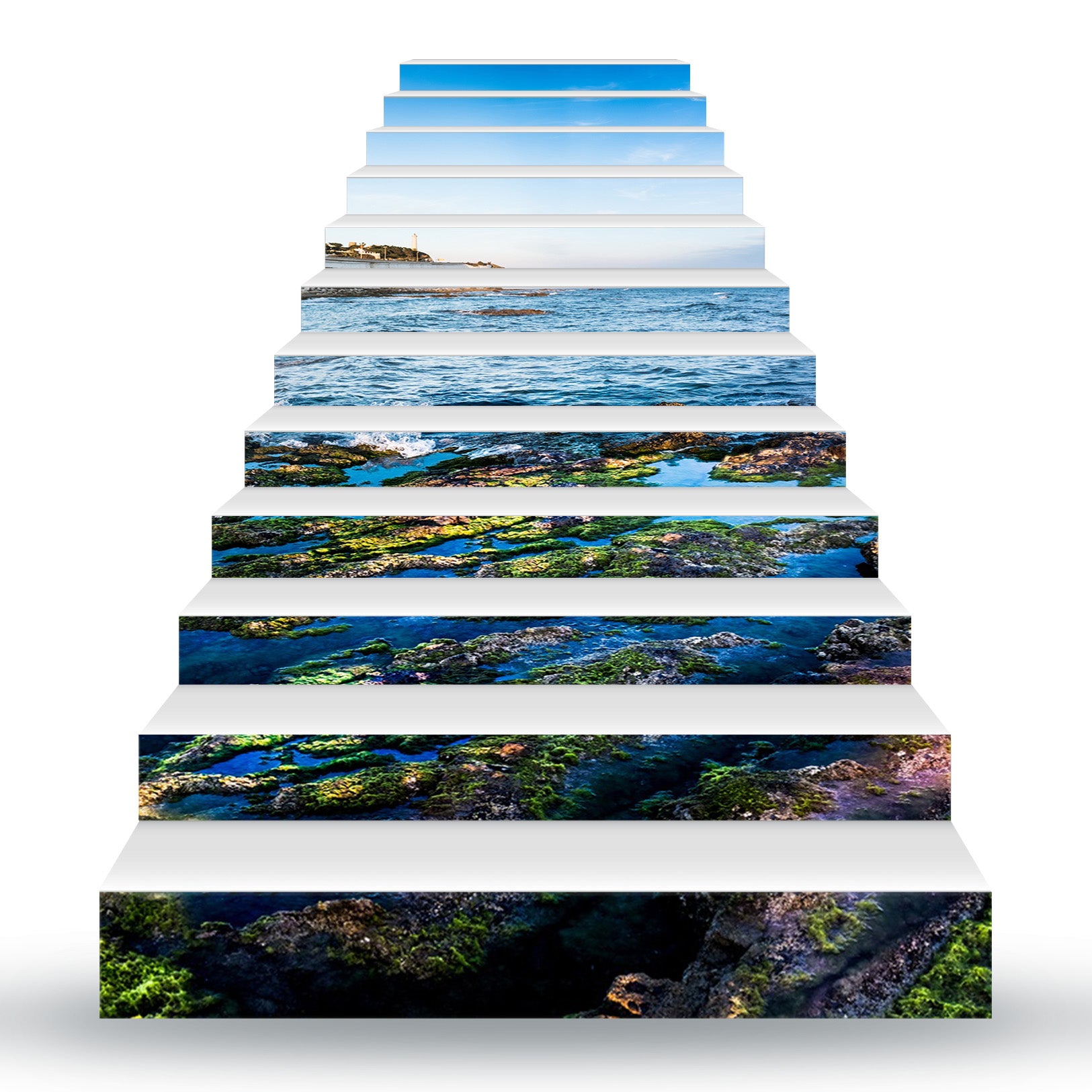 3D Azure Coastline 116 Stair Risers
