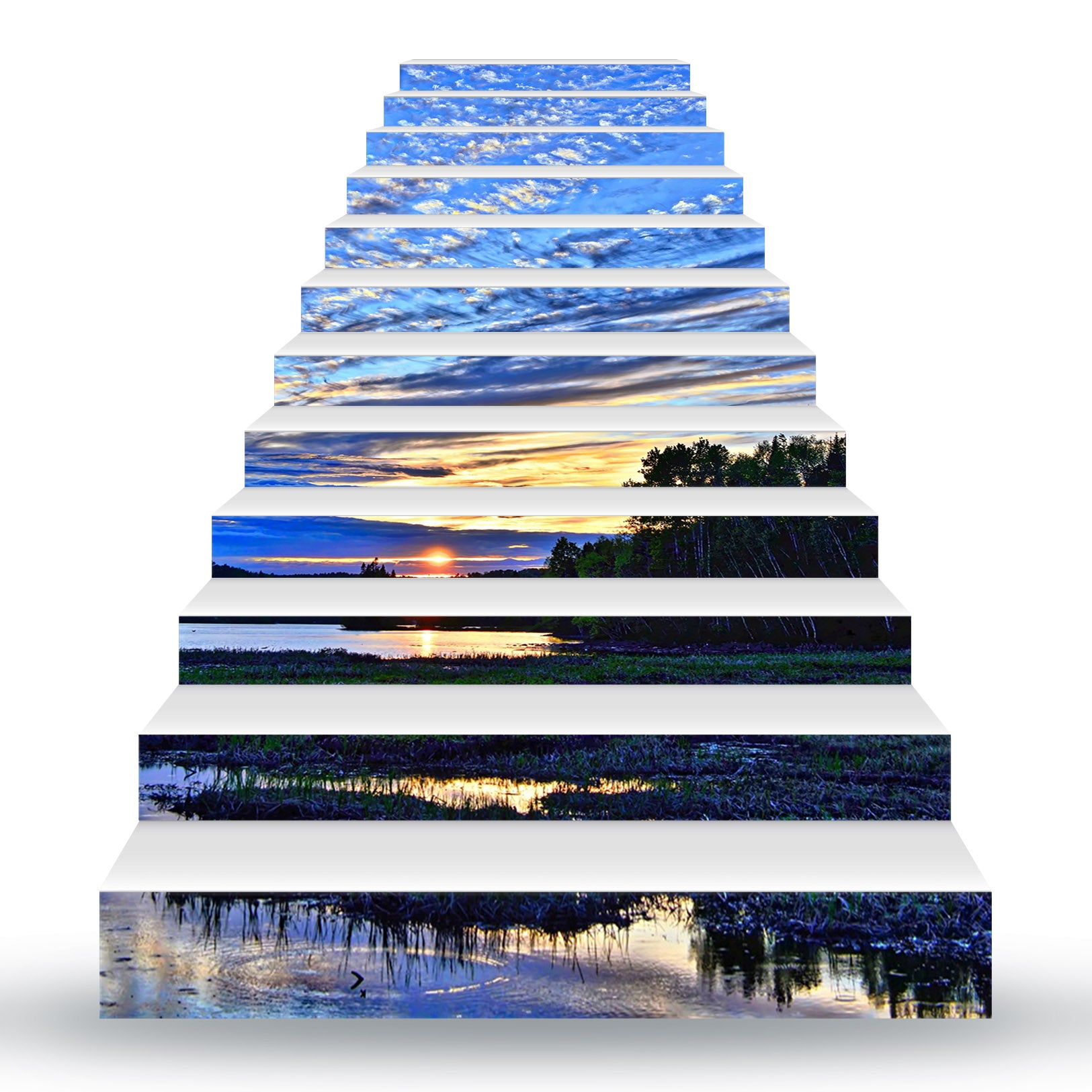 3D Clear Sky Sunset 118 Stair Risers