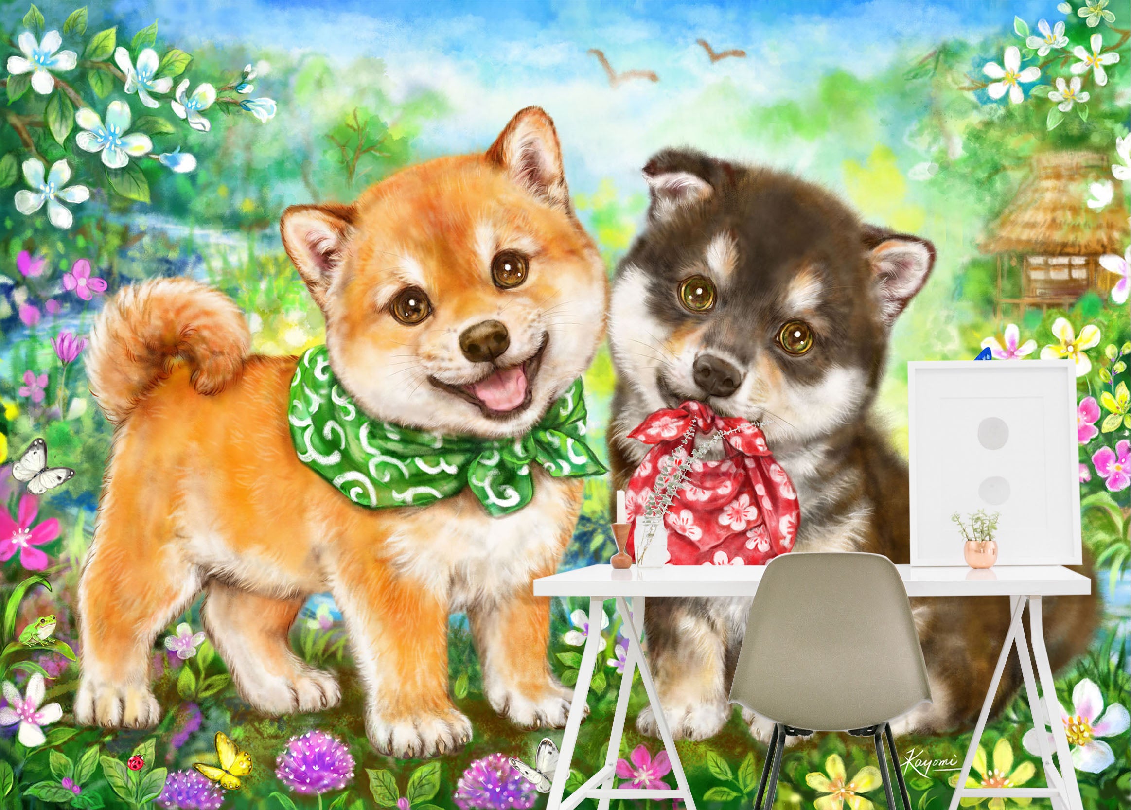 3D Cute Garden Dog 5428 Kayomi Harai Wall Mural Wall Murals
