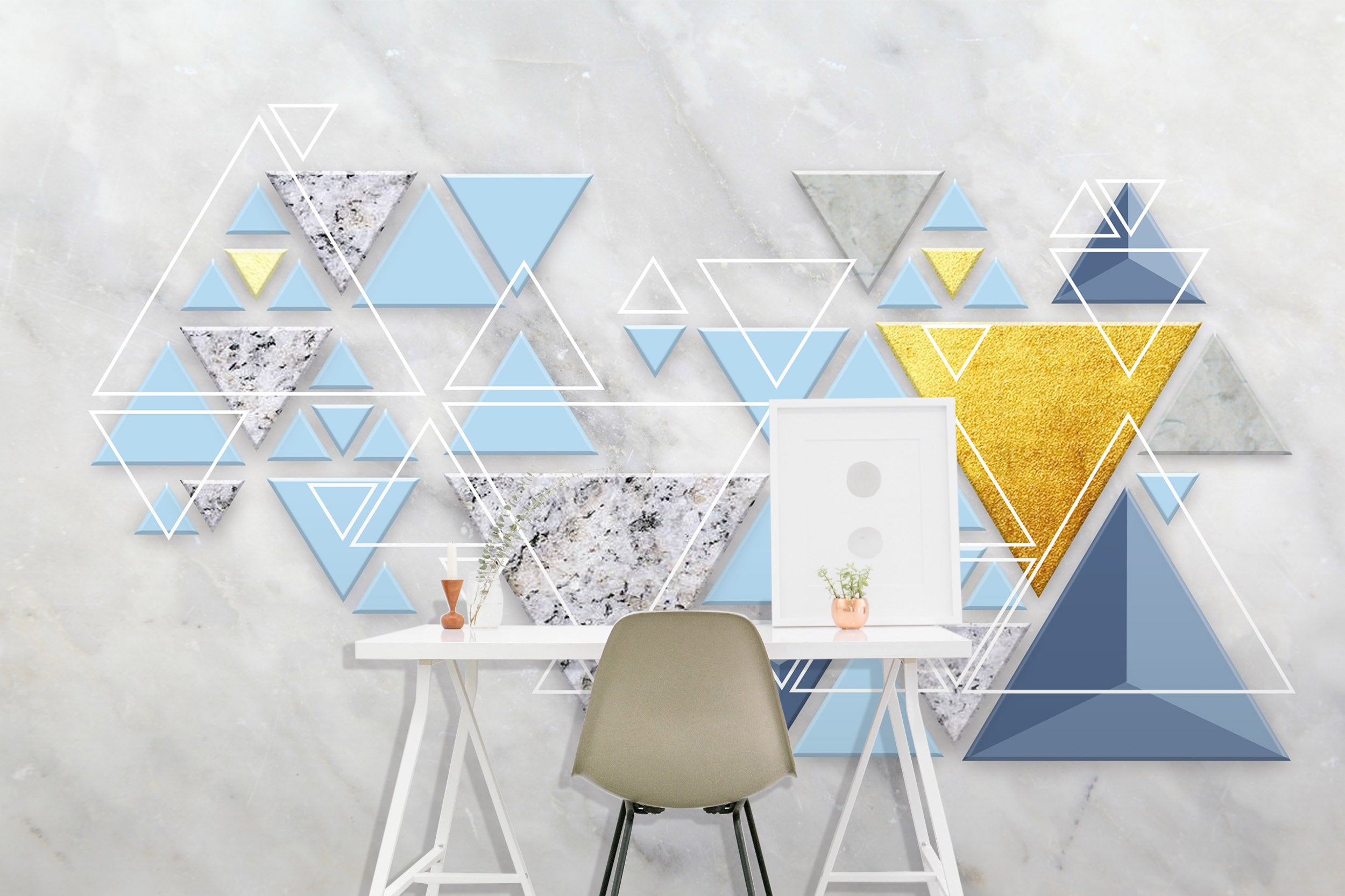 3D Yellow Triangle 1007 Wall Murals