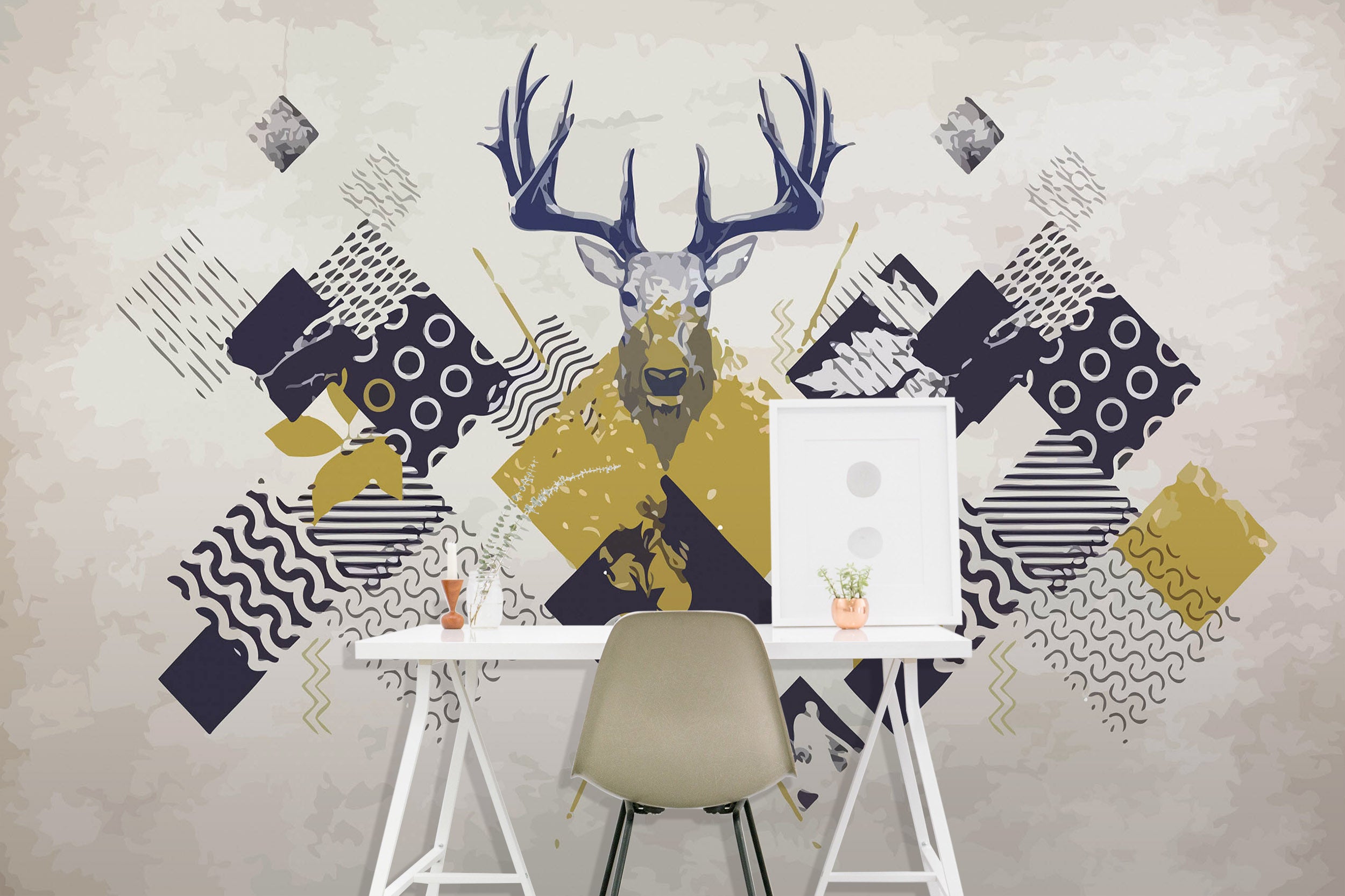 3D Deer Head Graphics 1070 Wall Murals