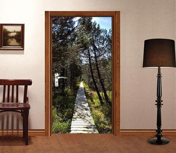 3D trees around the path door mural Wallpaper AJ Wallpaper 