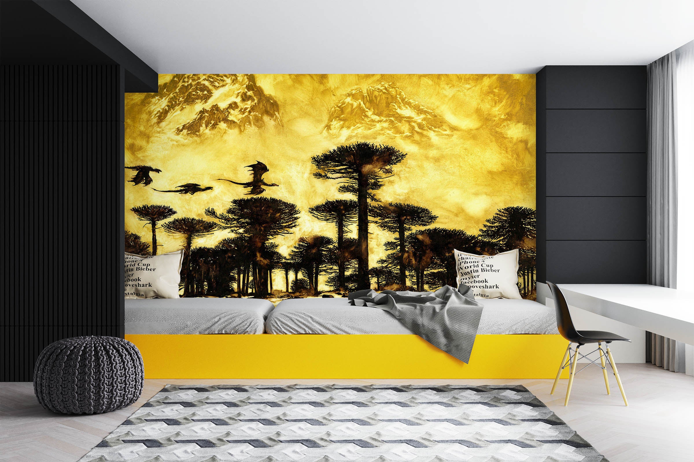 3D Forest Dragon Shadow 7059 Ciruelo Wall Mural Wall Murals