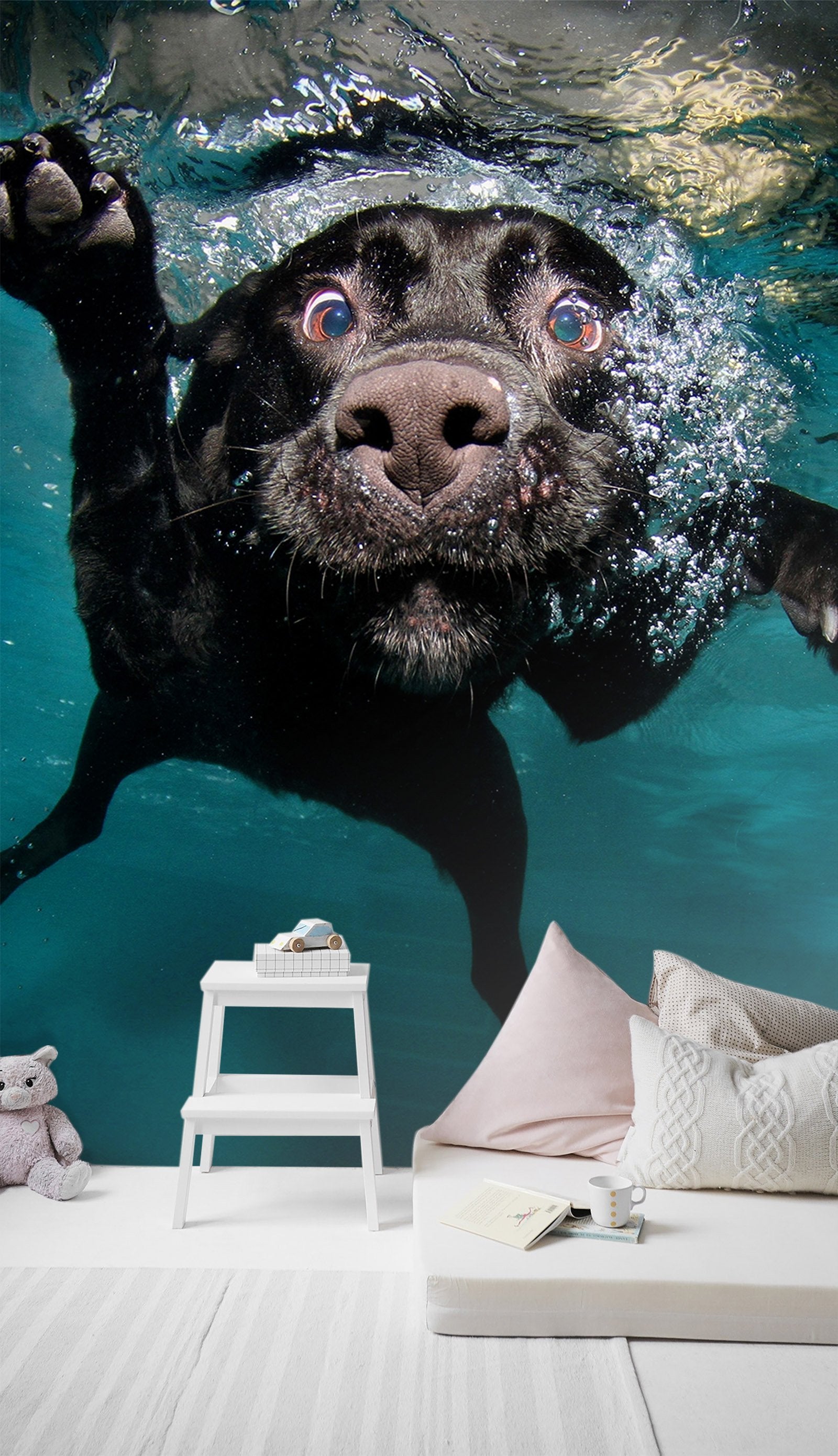 3D Dog Swimming 018 Wallpaper AJ Wallpaper 