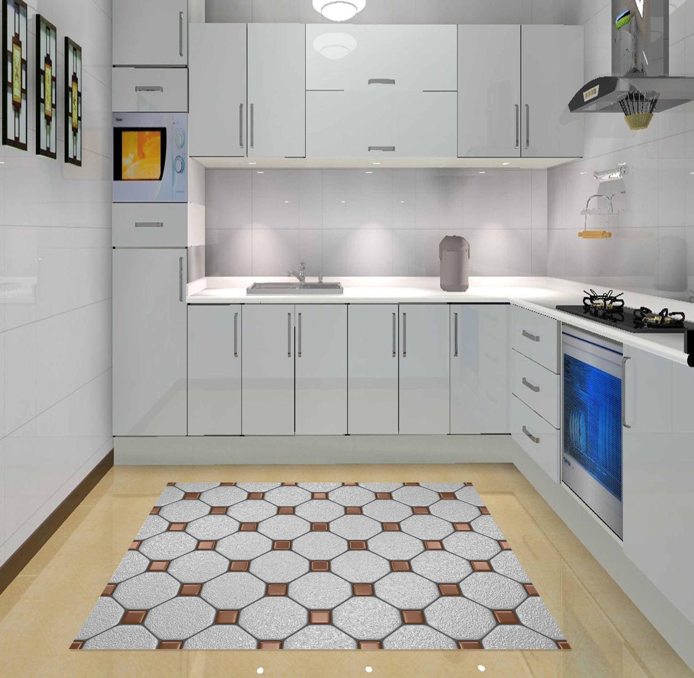 3D Pretty Elegant Pattern Kitchen Mat Floor Mural Wallpaper AJ Wallpaper 