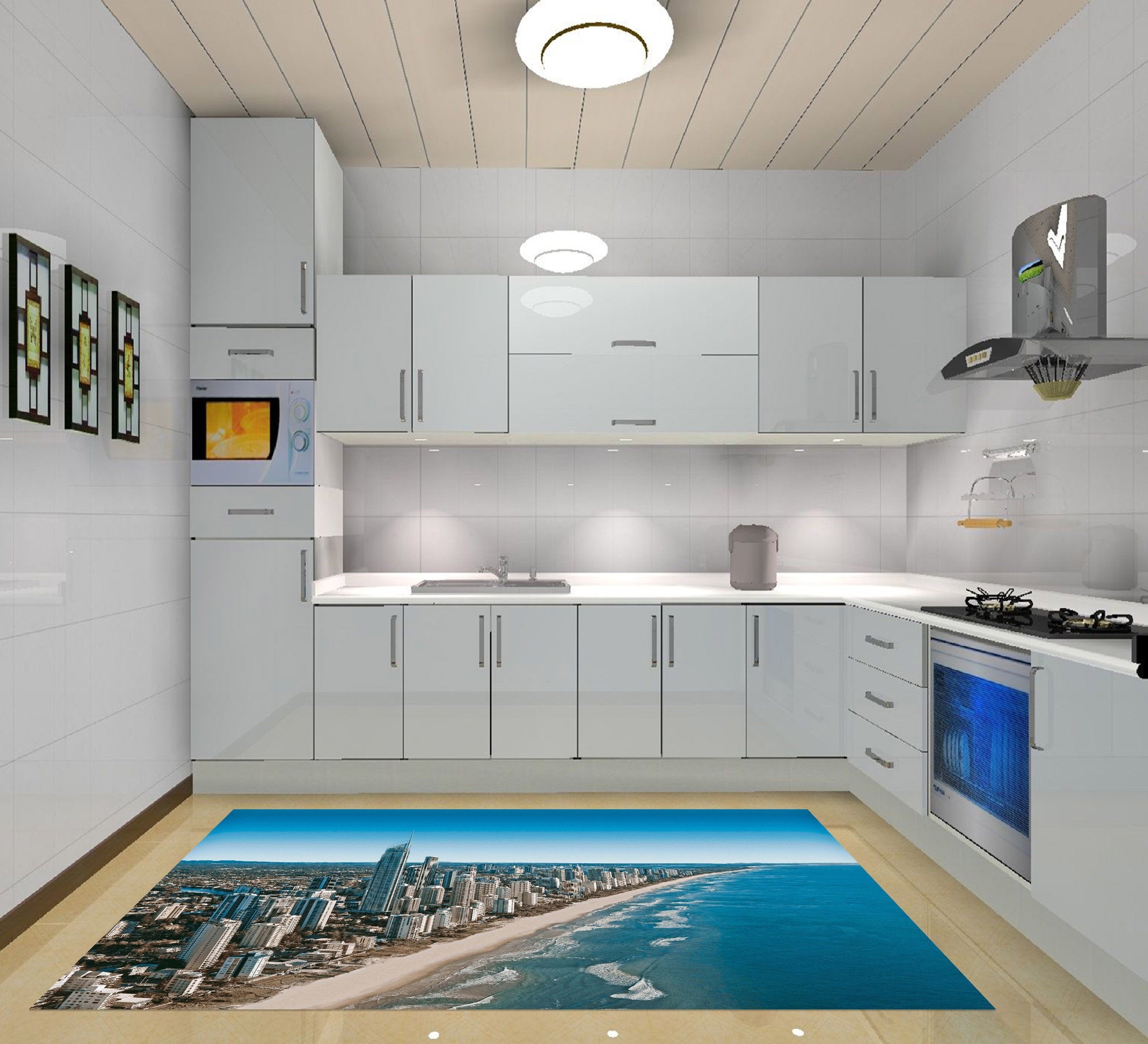 3D Seaside City 617 Kitchen Mat Floor Mural Wallpaper AJ Wallpaper 