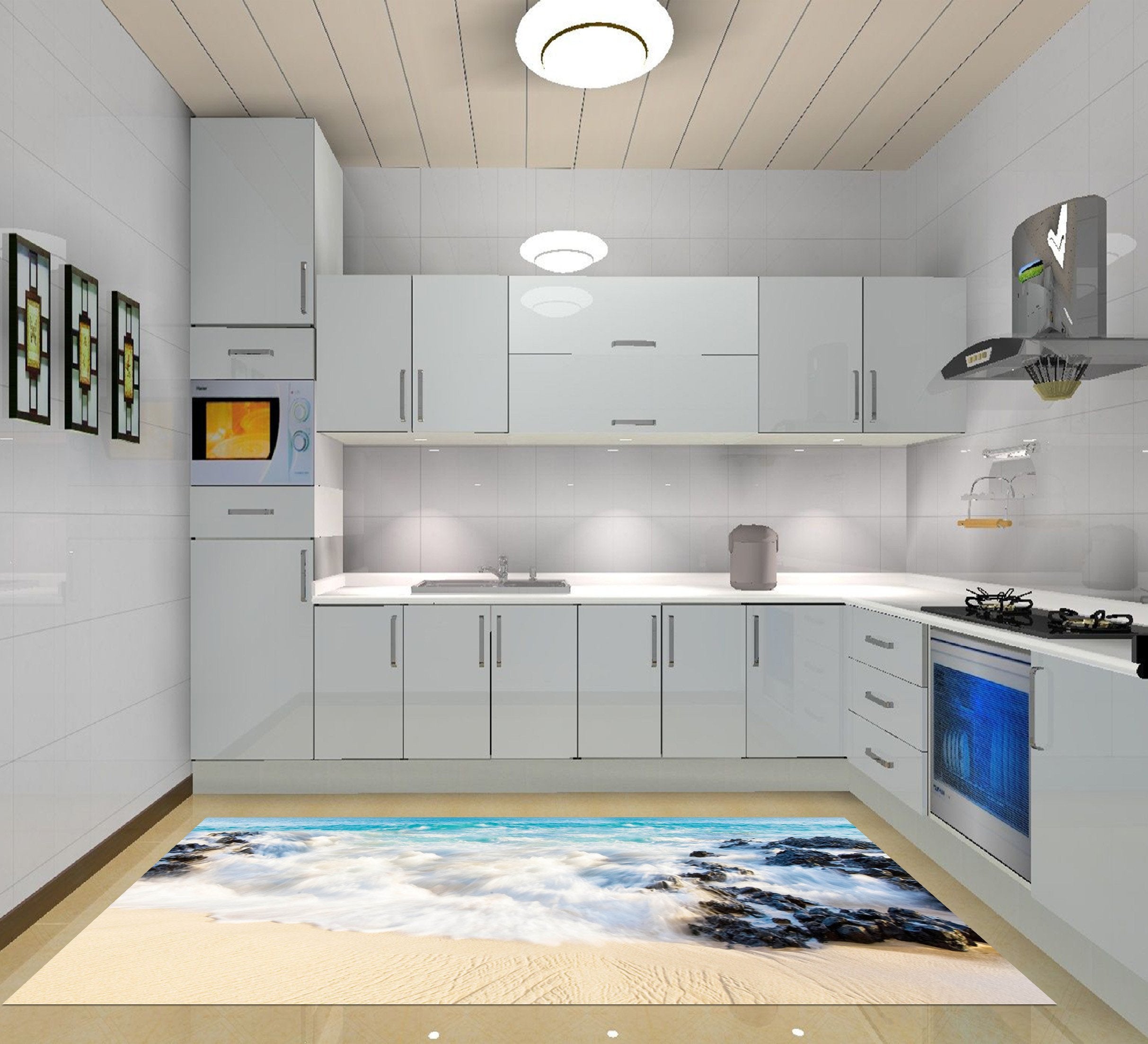 3D Beach Scenery 027 Kitchen Mat Floor Mural Wallpaper AJ Wallpaper 