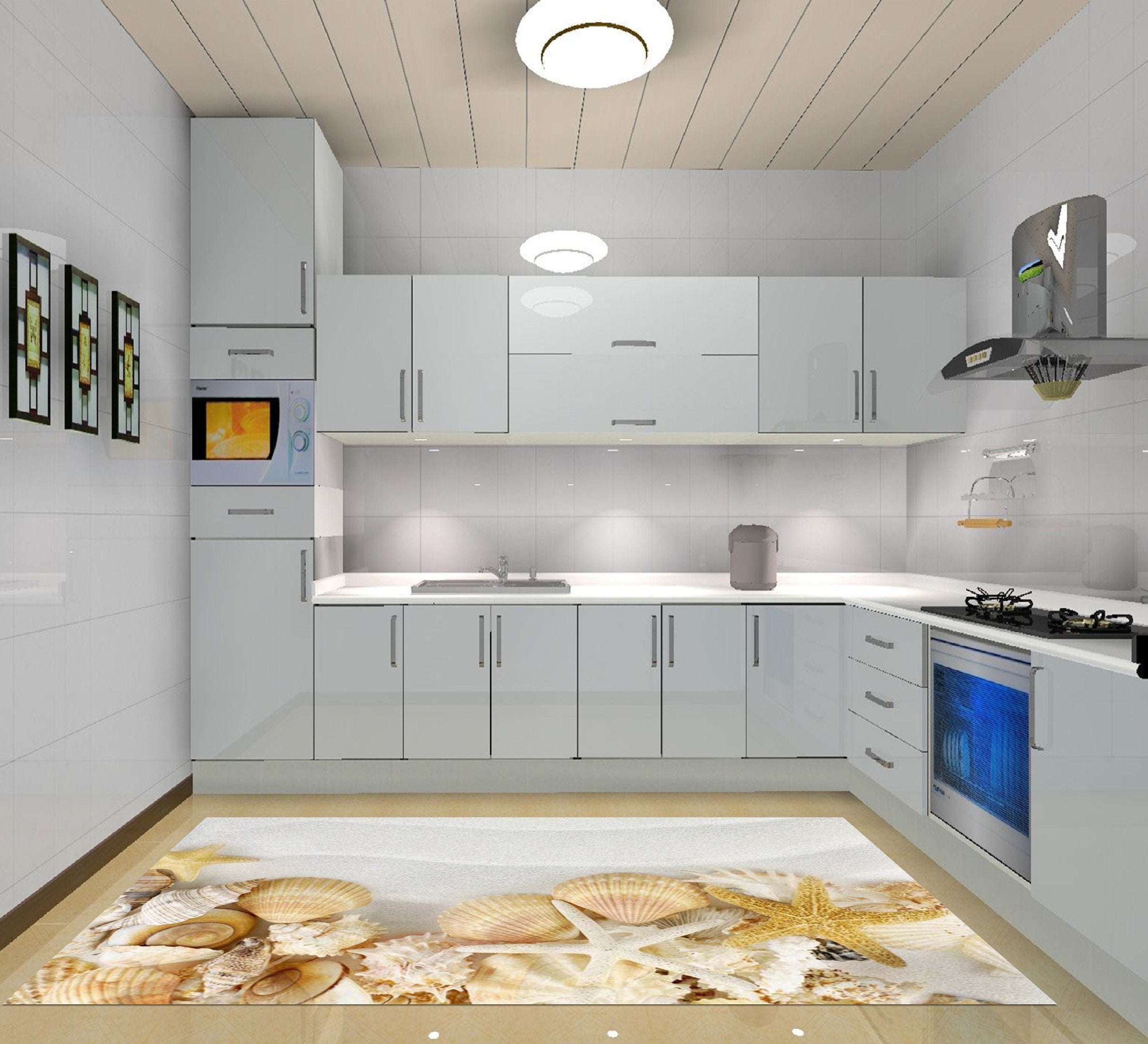 3D Shells Couches Starfishes 30 Kitchen Mat Floor Mural Wallpaper AJ Wallpaper 