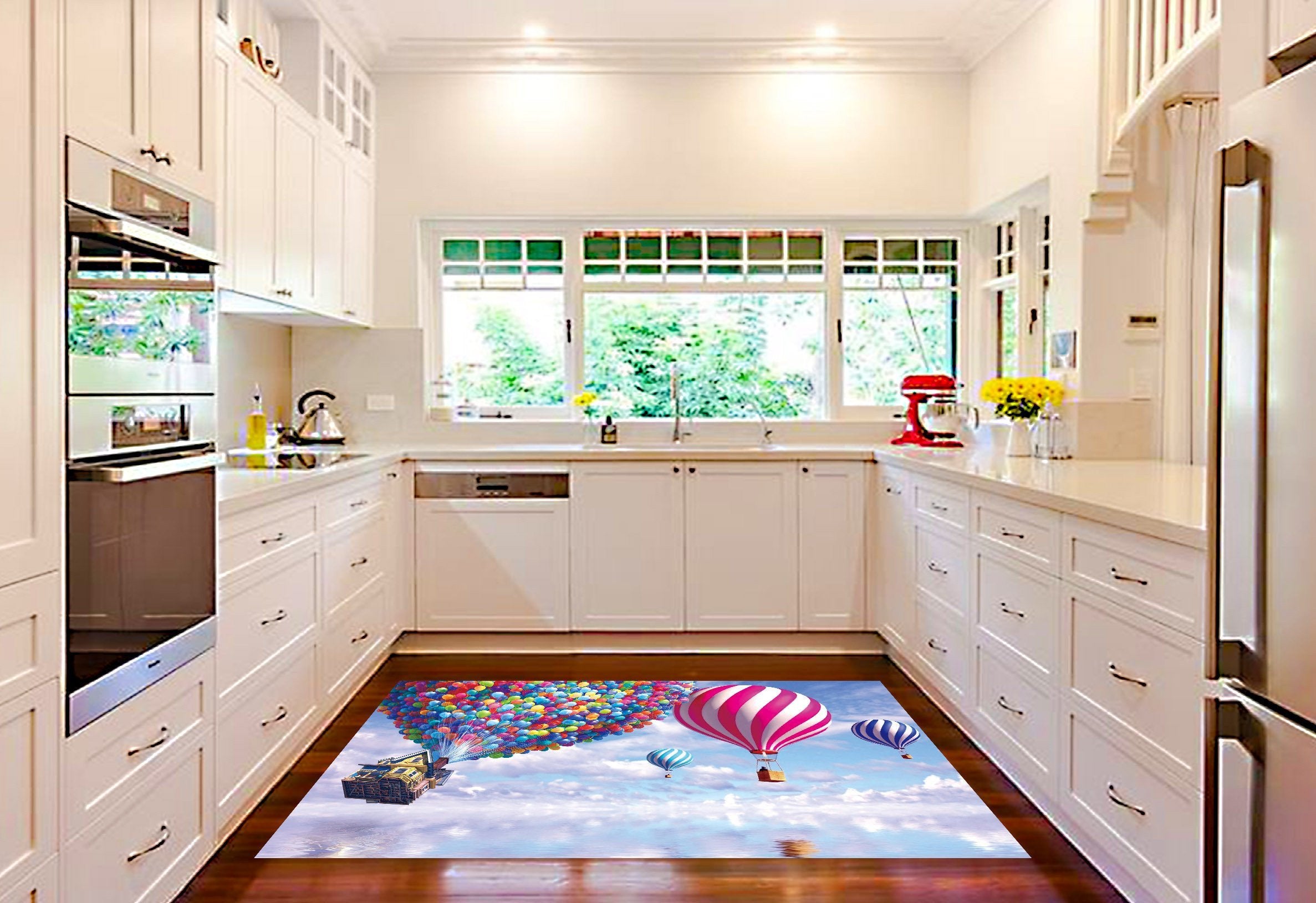 3D Sea Balloon House 610 Kitchen Mat Floor Mural Wallpaper AJ Wallpaper 