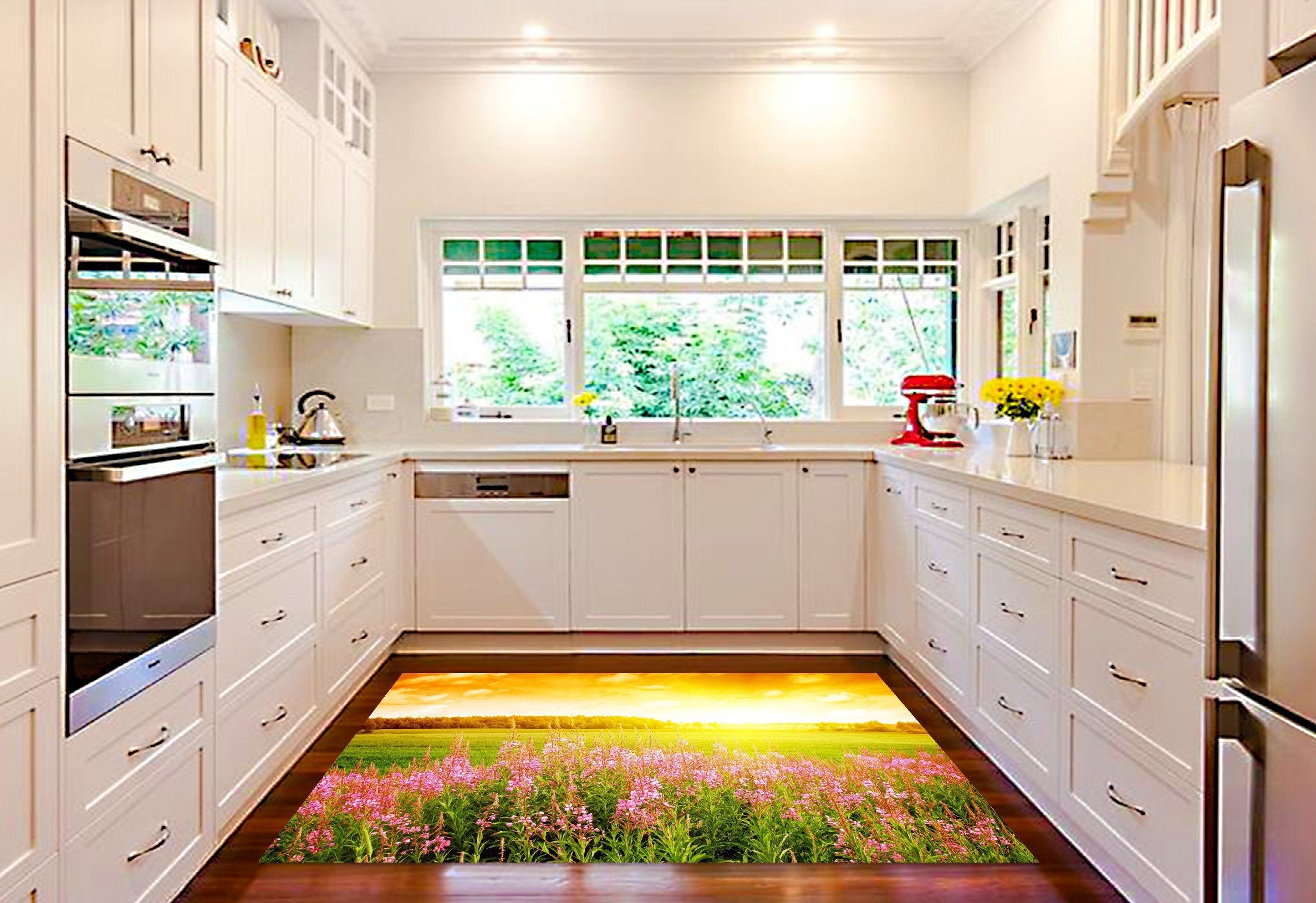 3D Grassland Flowers 512 Kitchen Mat Floor Mural Wallpaper AJ Wallpaper 