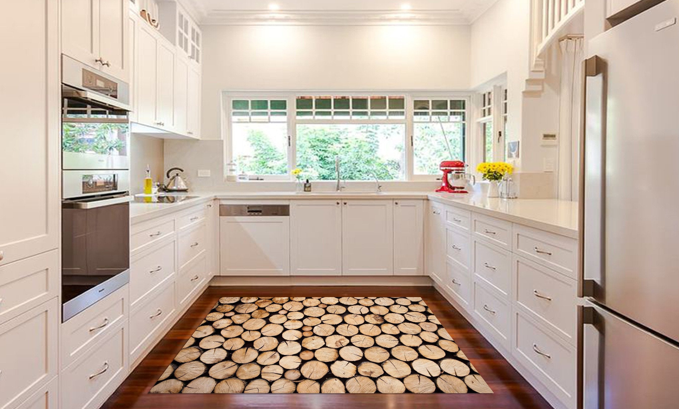 3D Piled Wood Kitchen Mat Floor Mural Wallpaper AJ Wallpaper 