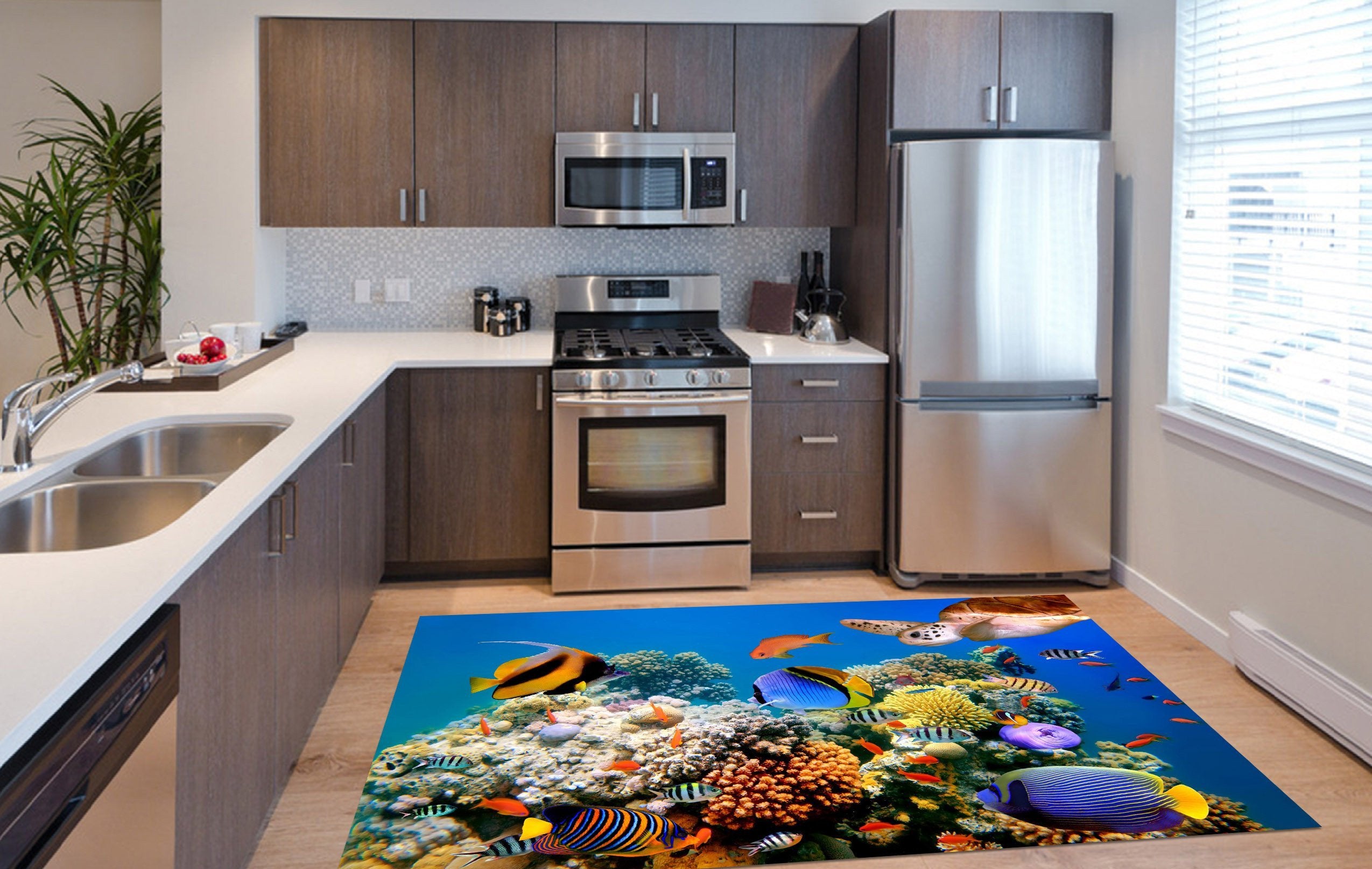 3D Undersea World Kitchen Mat Floor Mural Wallpaper AJ Wallpaper 