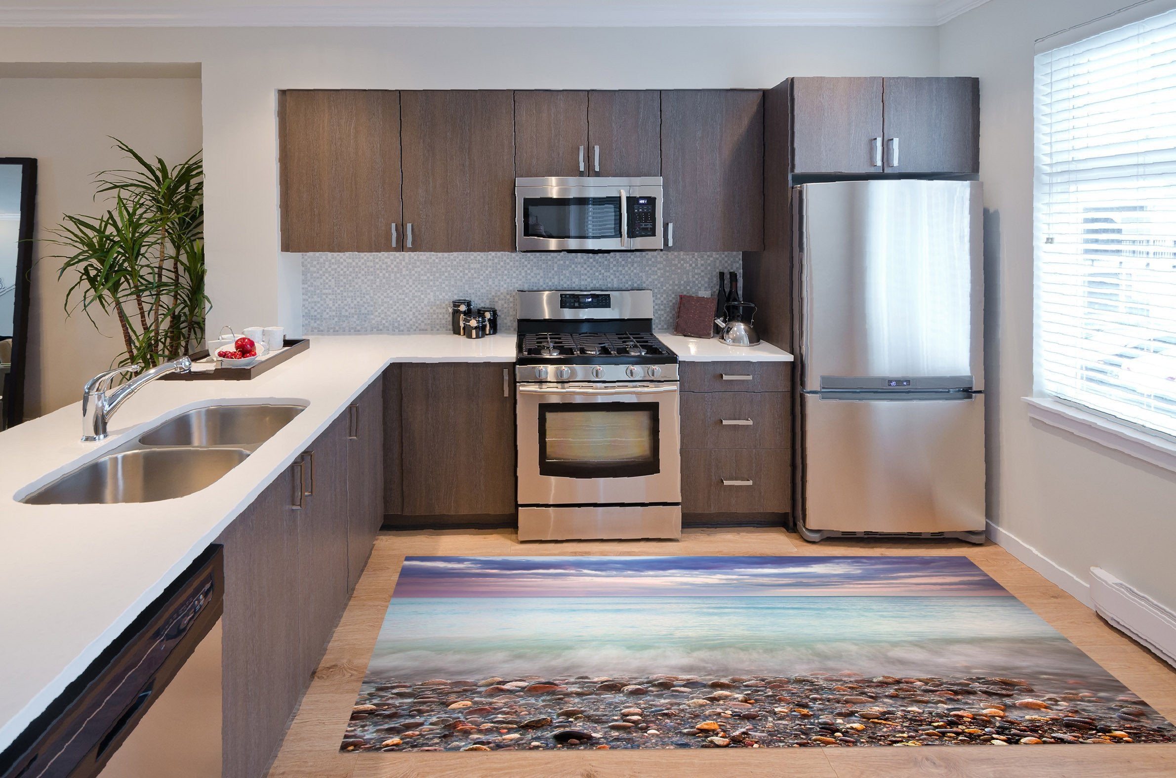 3D Sea Stones Beach 627 Kitchen Mat Floor Mural Wallpaper AJ Wallpaper 