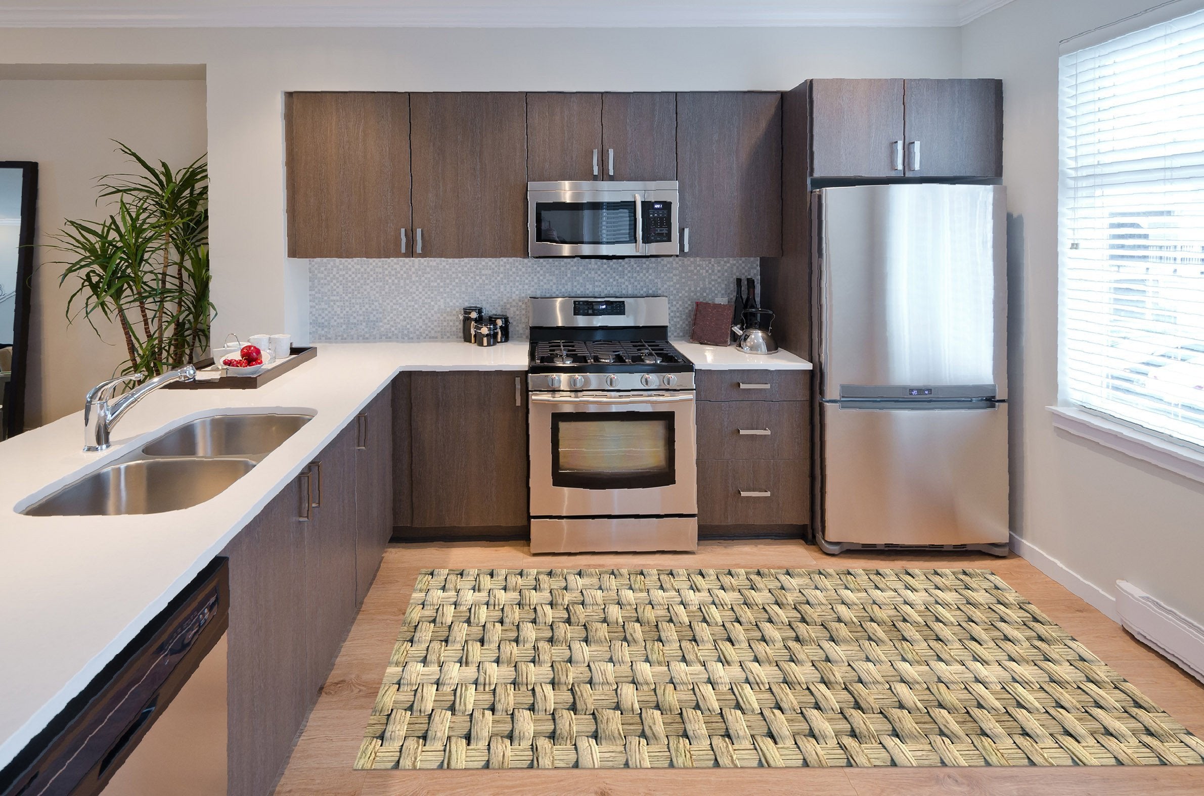 3D Rattan Weave Pattern 149 Kitchen Mat Floor Mural Wallpaper AJ Wallpaper 
