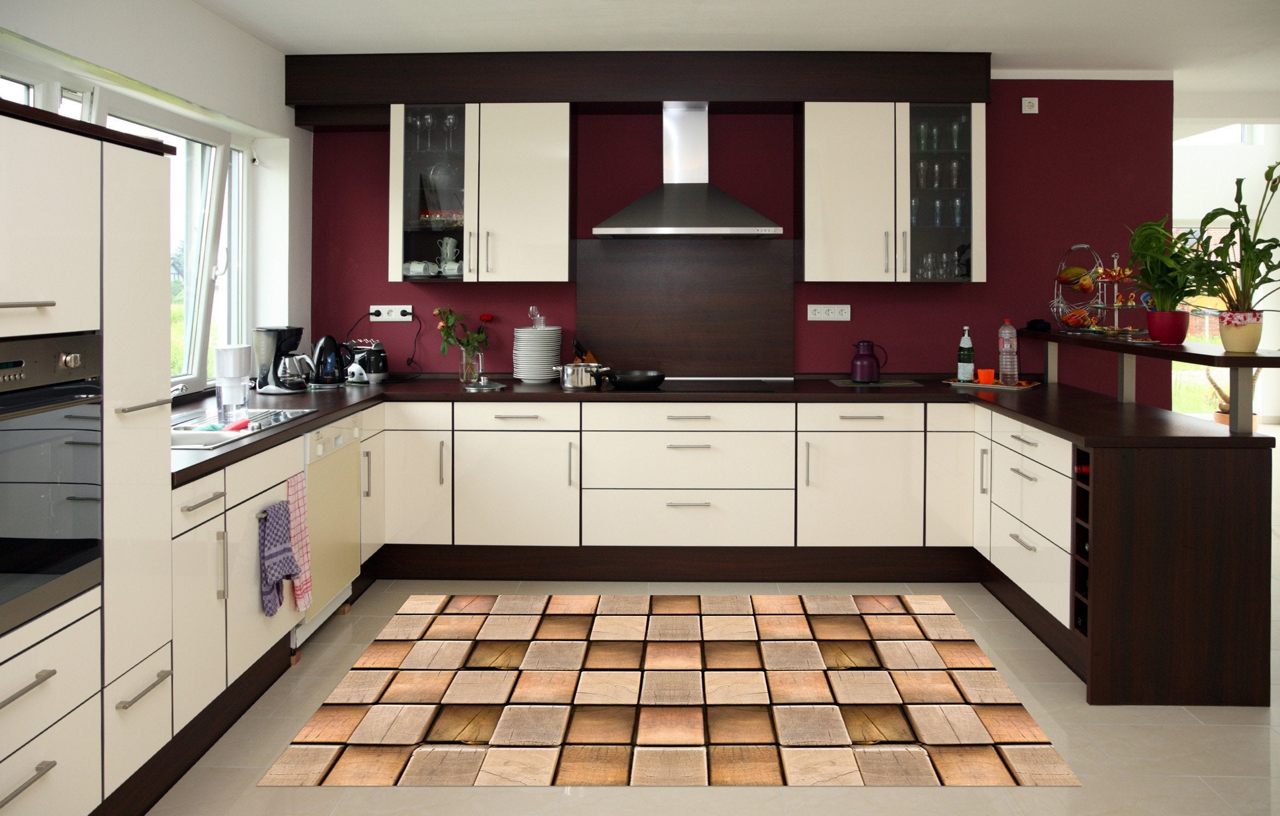 3D Wood Grids 155 Kitchen Mat Floor Mural Wallpaper AJ Wallpaper 