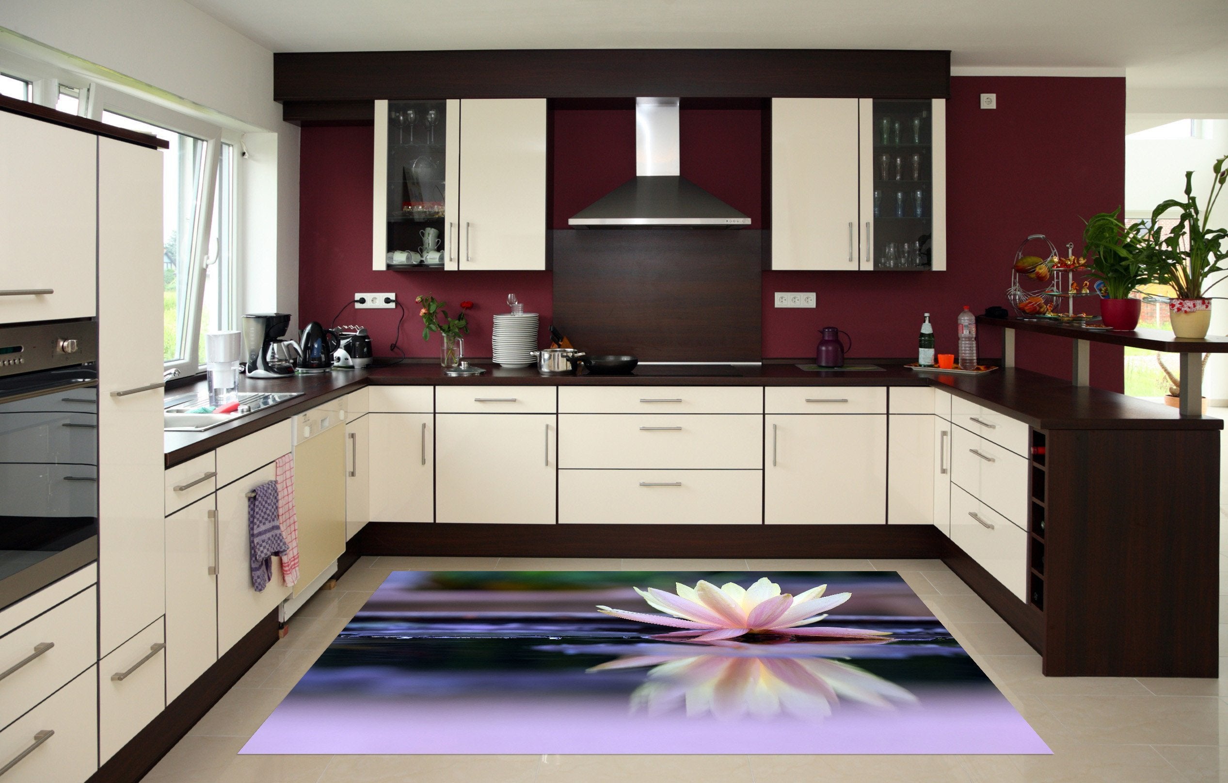 3D Water Lily 535 Kitchen Mat Floor Mural Wallpaper AJ Wallpaper 